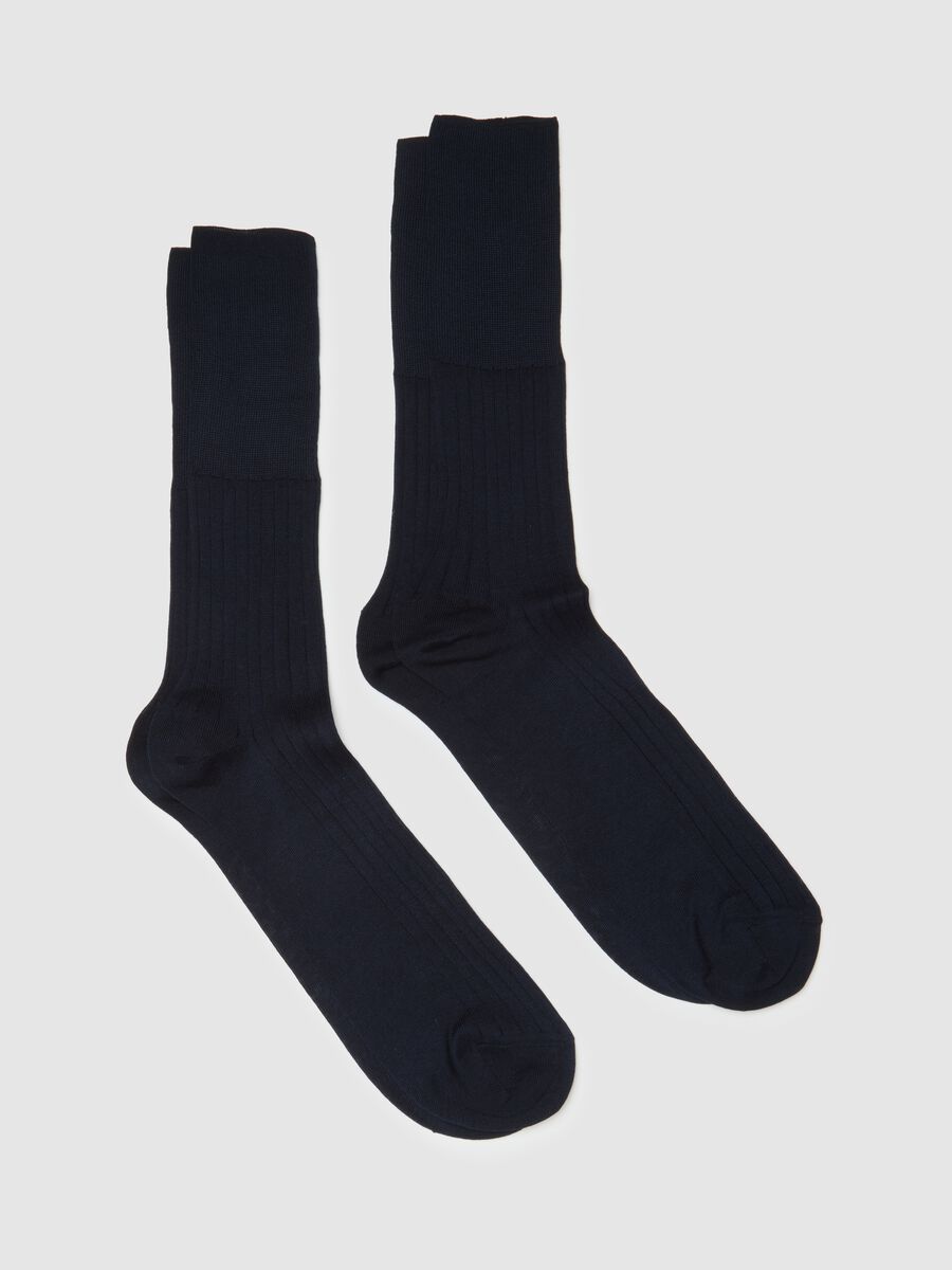 Set of two pairs of pure cotton blue socks_0