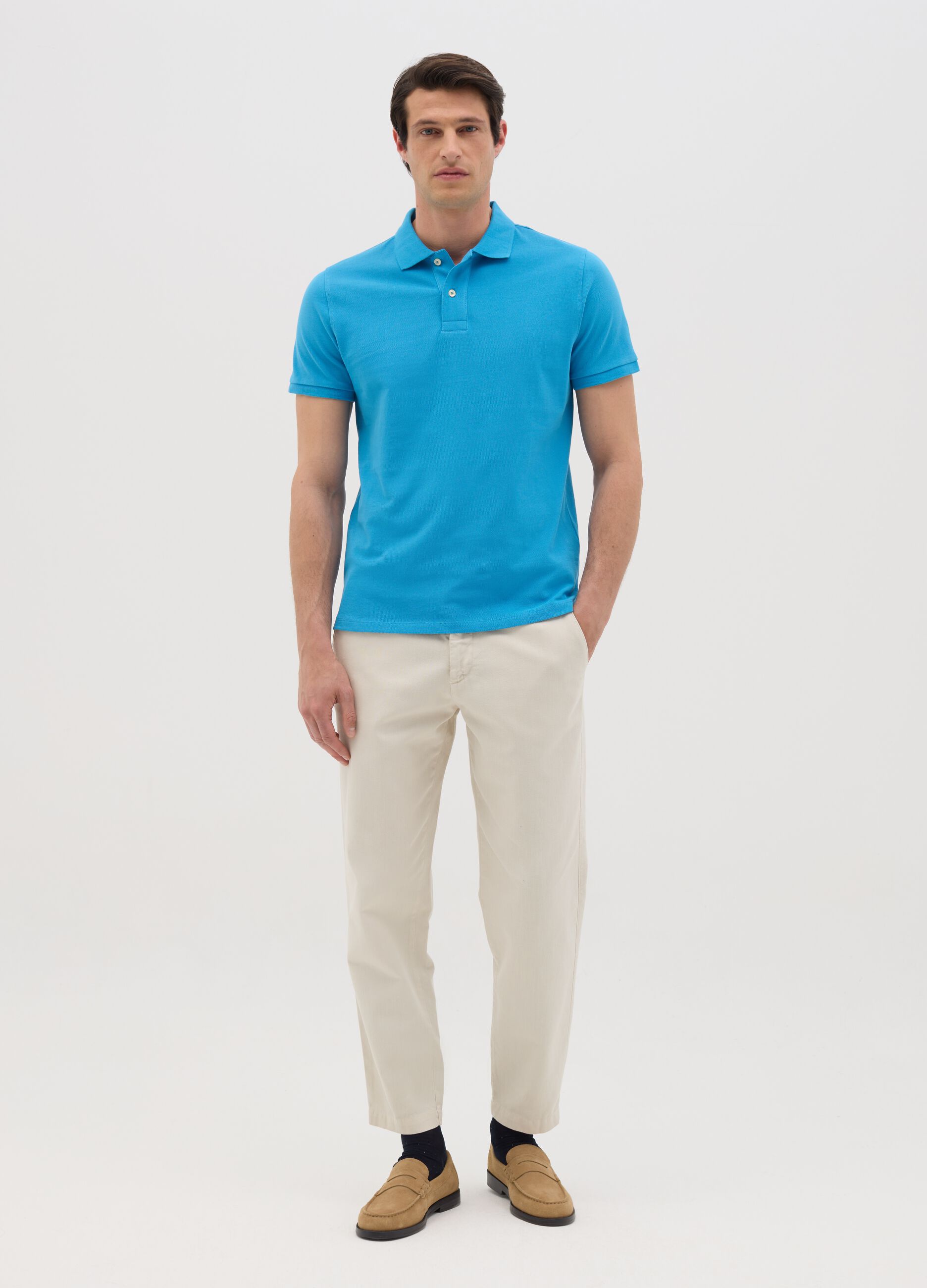 Sky Blue Piquet Cotton Polo