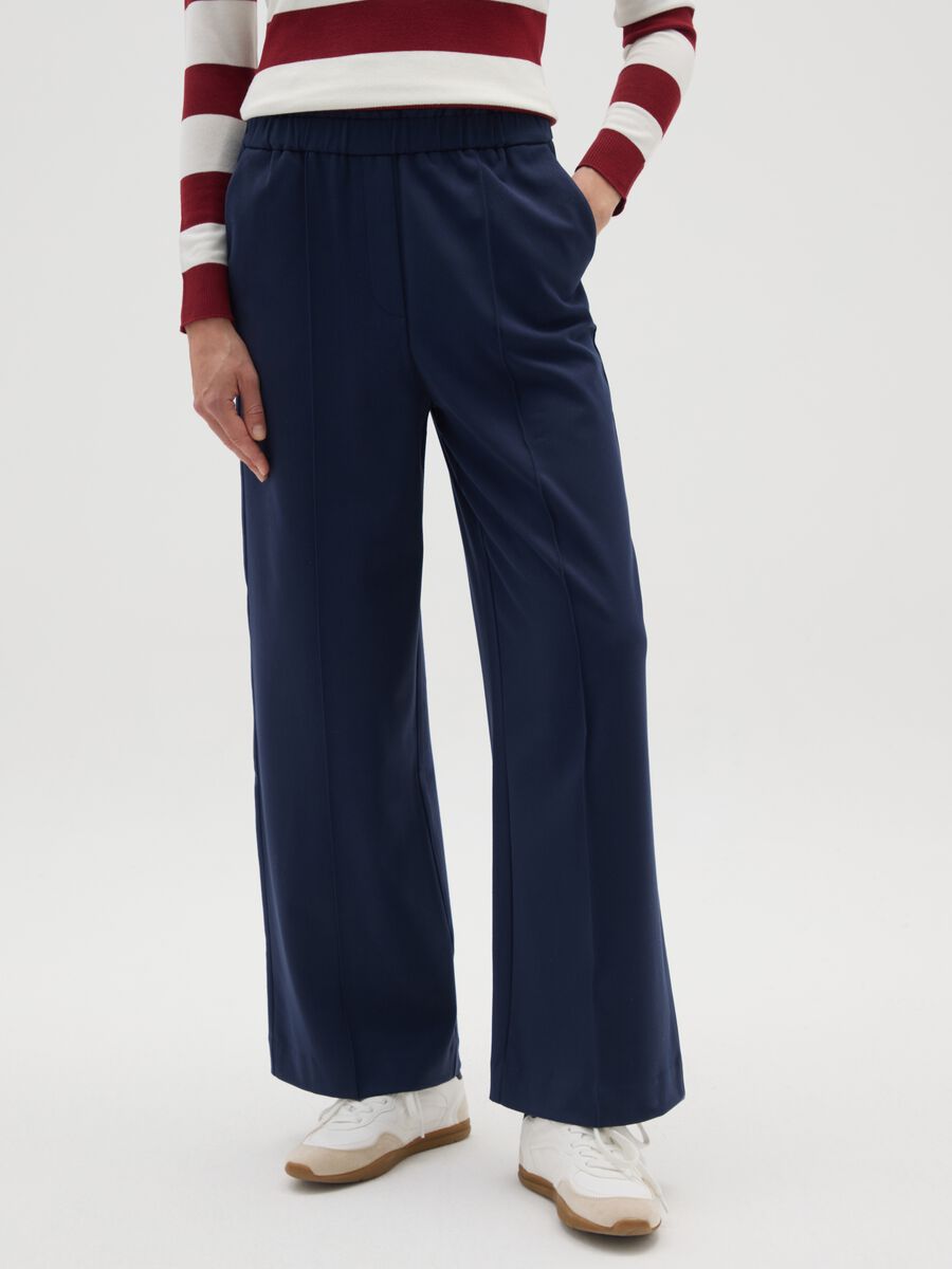 Pantaloni blu wide leg_1