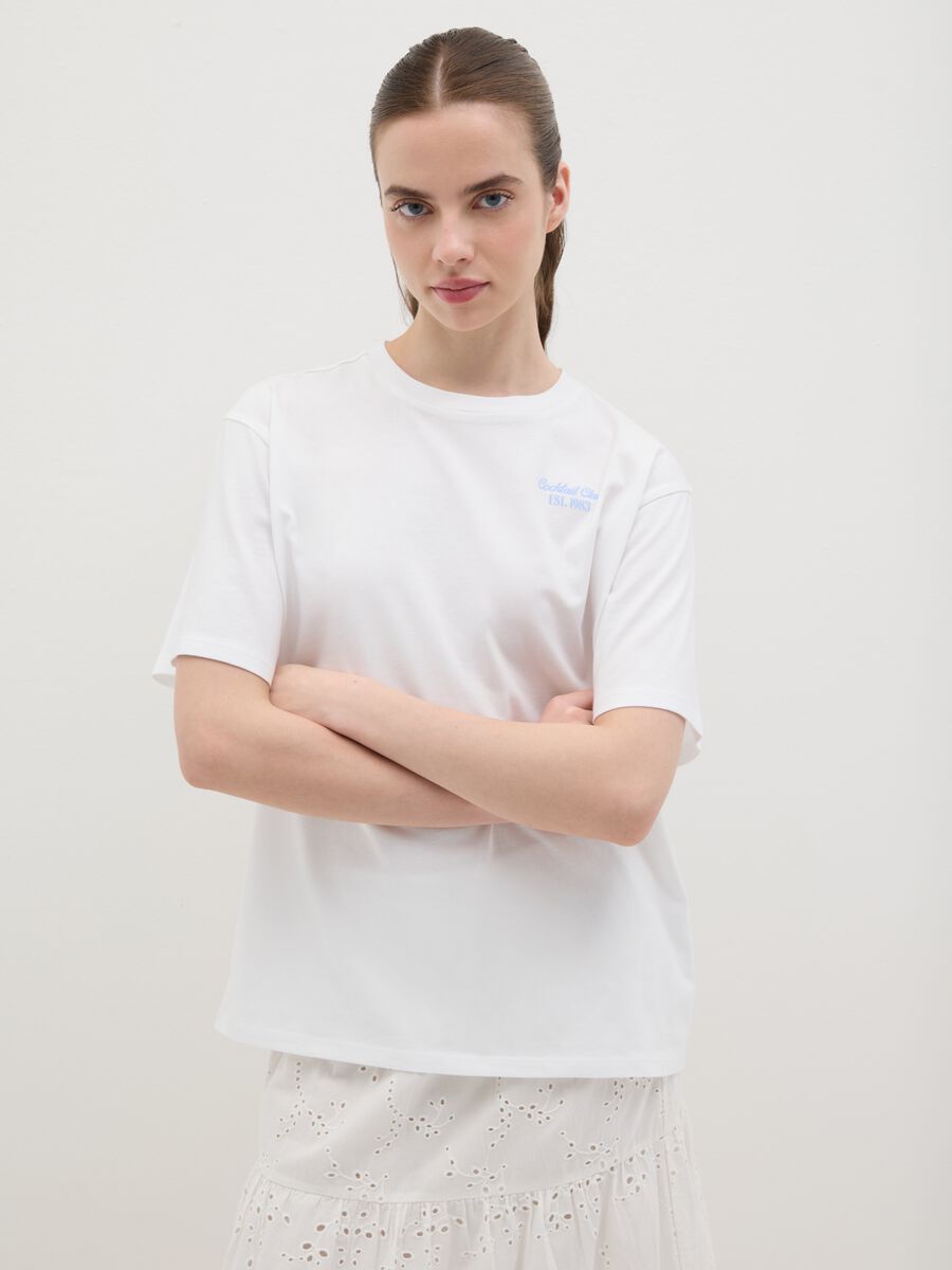 Women's white pure cotton T-shirt relaxed fit_0