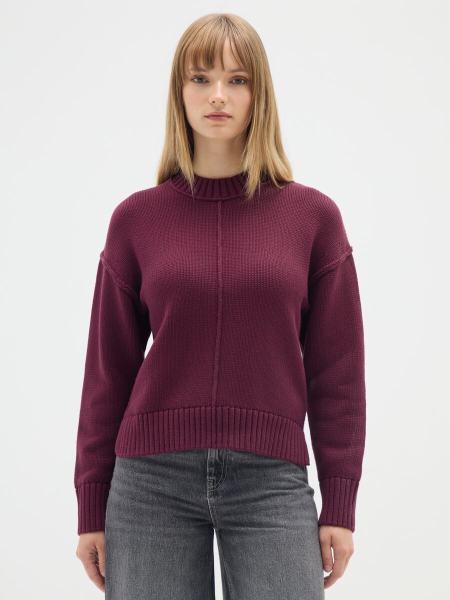Purple Cotton Turtleneck Sweater_0