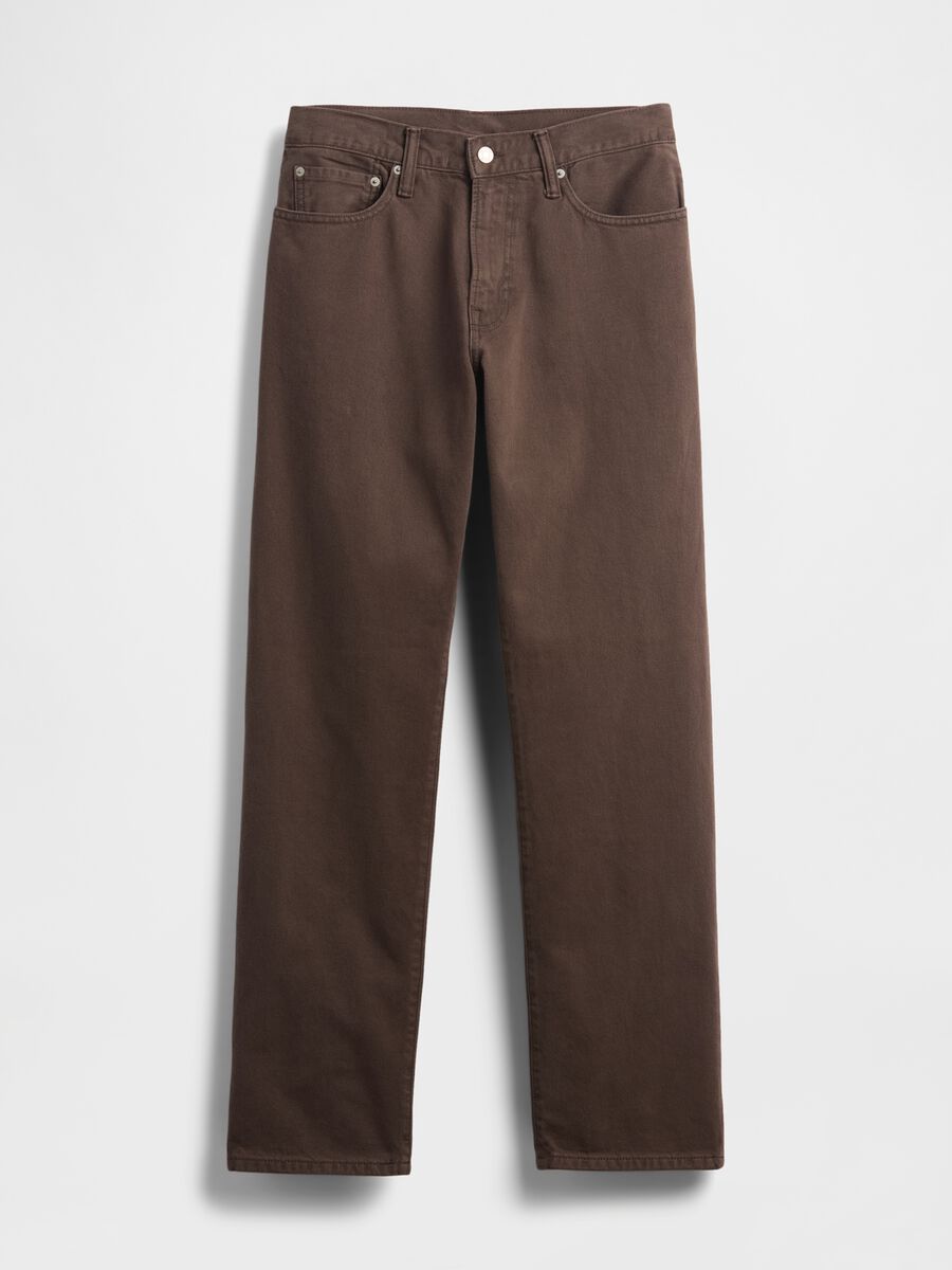 Pantaloni dritti in denim marrone_4