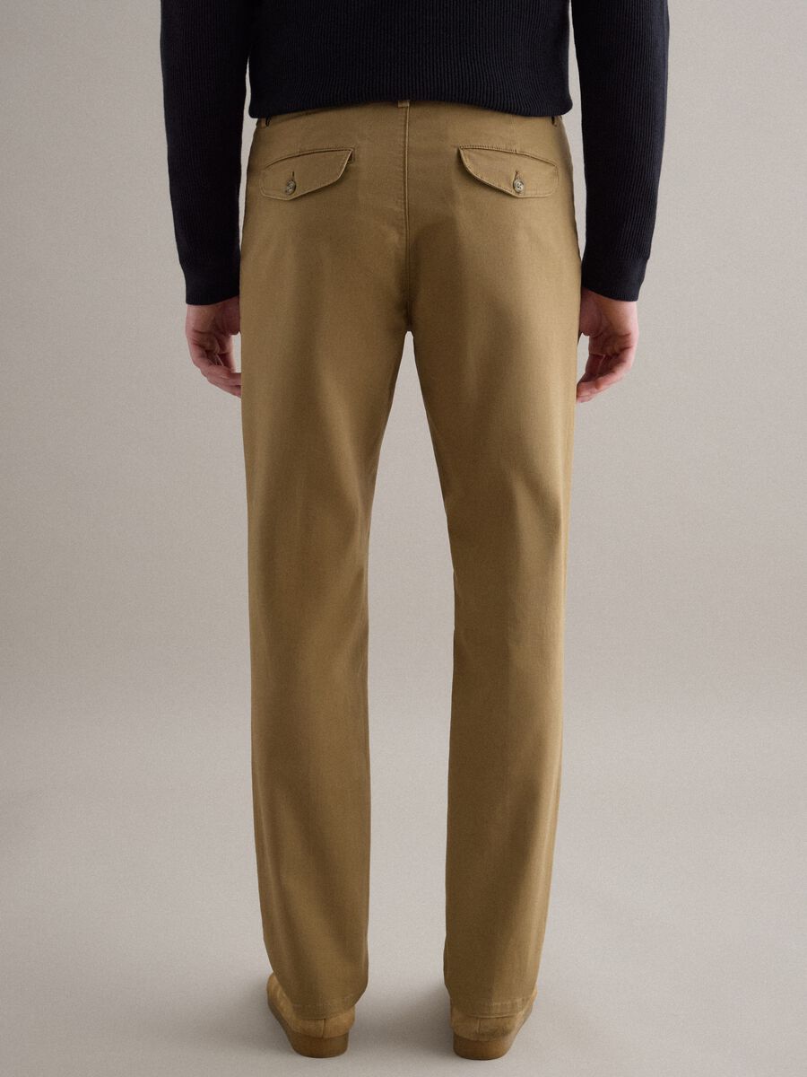 Brown slim fit stretch cotton chino trousers_2