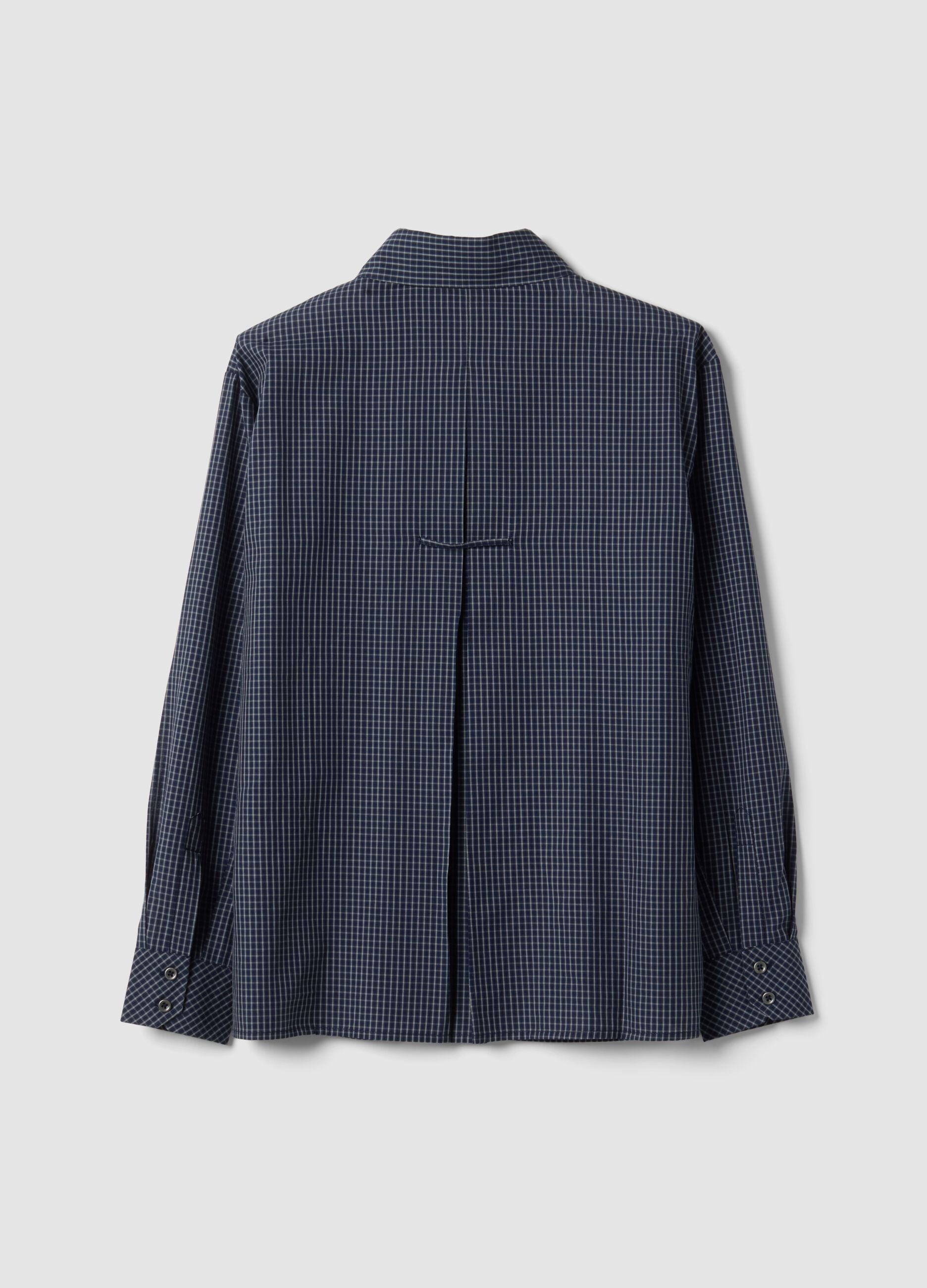 Blue checked regular-fit cotton and lyocell blend shirt