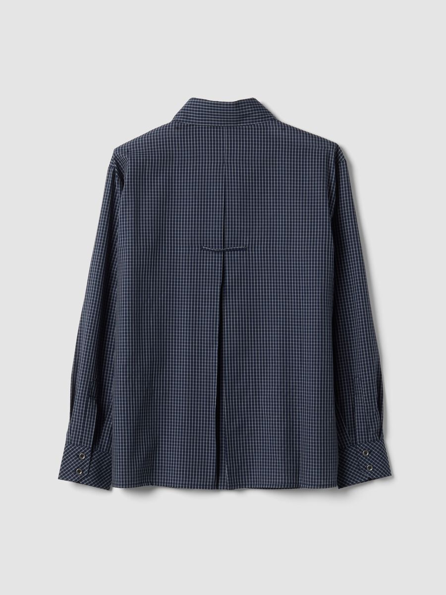Camicia blu in misto cotone e lyocell a quadretti regular fit_6