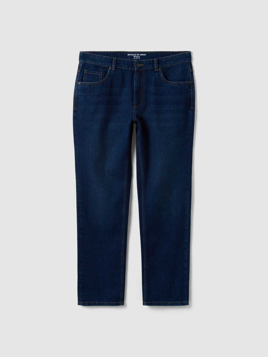 Blue denim jeans in cotton-viscose blend, regular fit_4