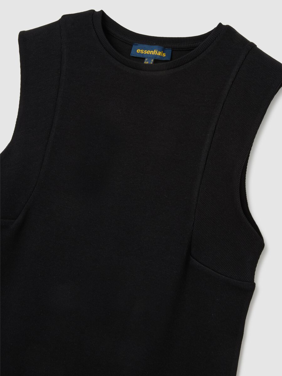 Women's Black Stretch Cotton Fitted Dress_1