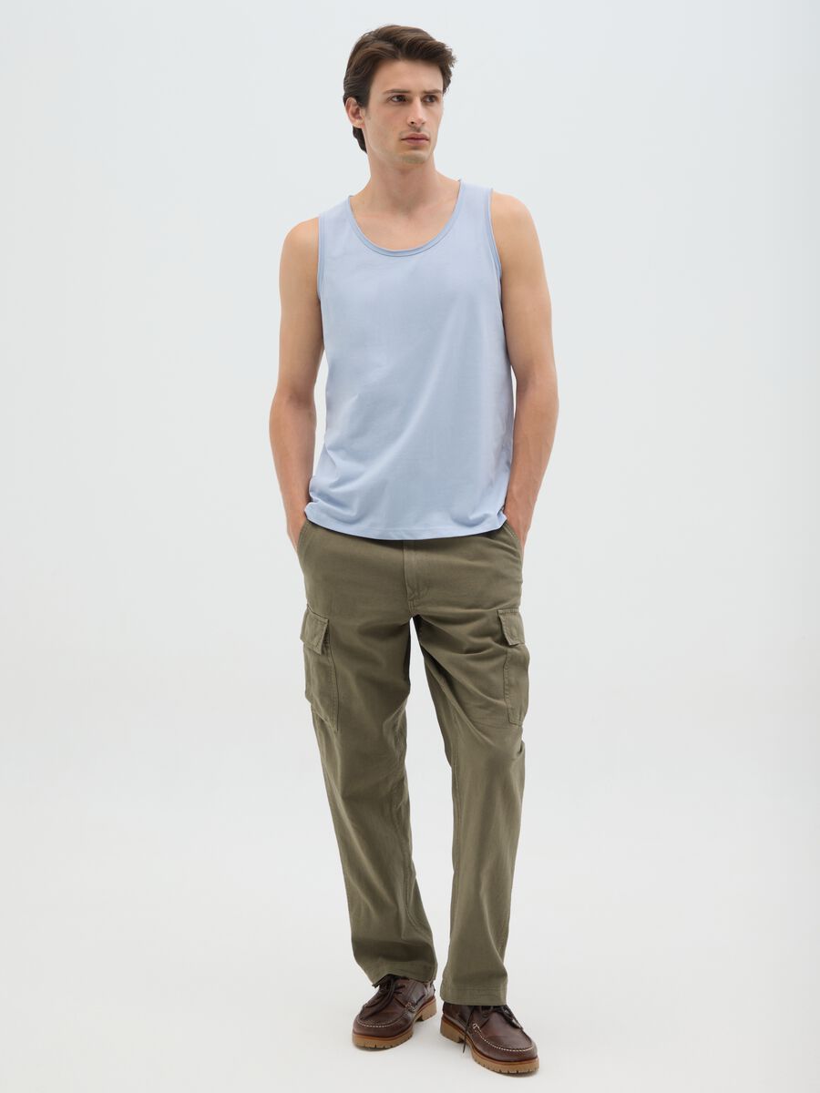 Men's light blue pure cotton regular fit tank top_1