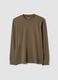 Brown pure cotton crew-neck T-shirt_0