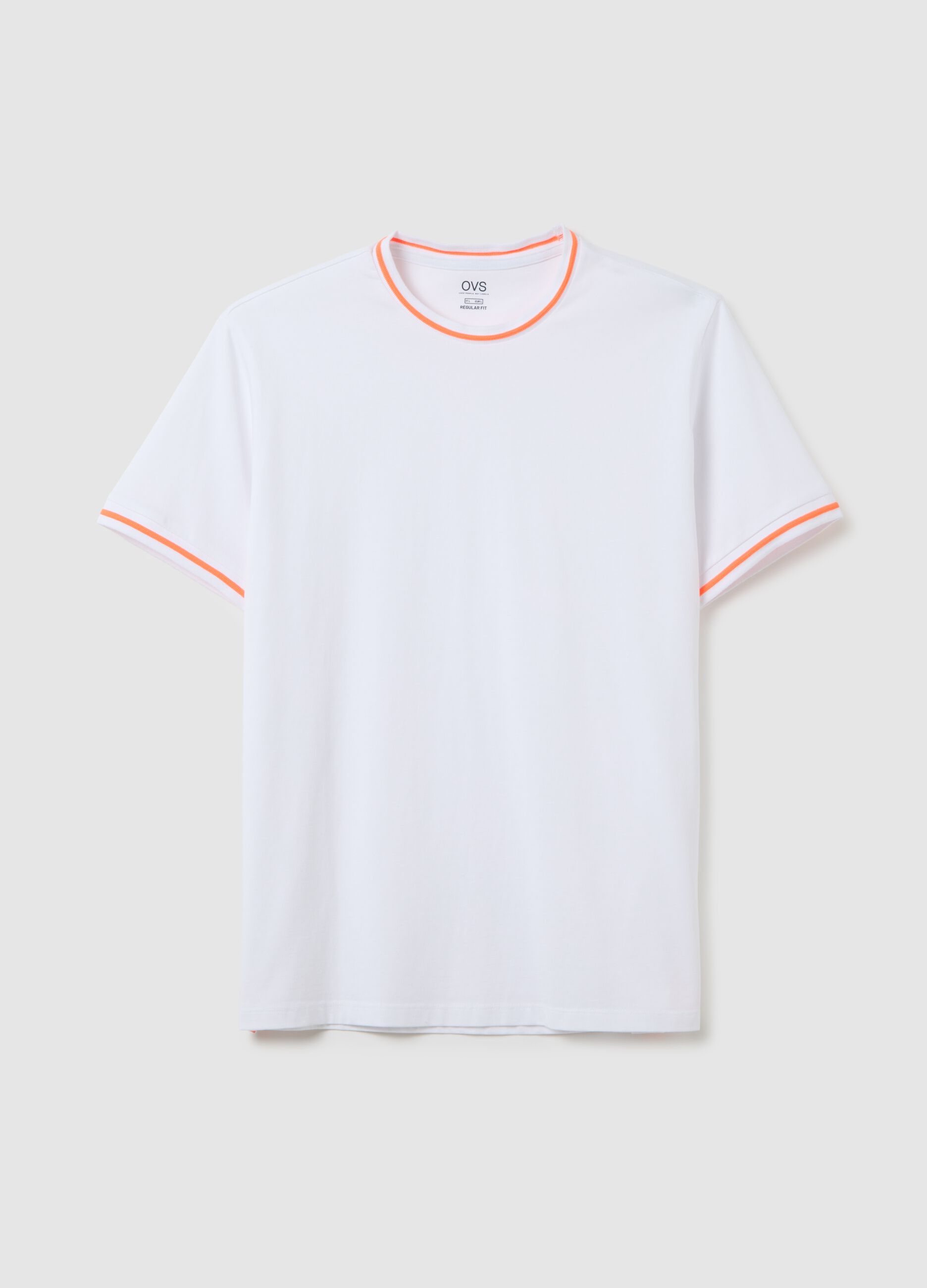 Men's multicolour pure cotton T-shirt, regular fit with fluorescent details