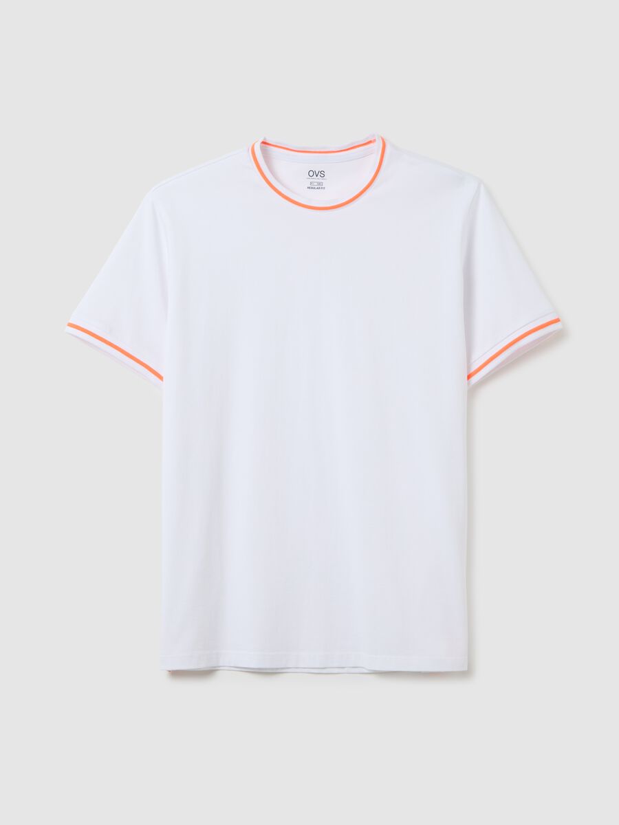 Men's multicolour pure cotton T-shirt, regular fit with fluorescent details_4