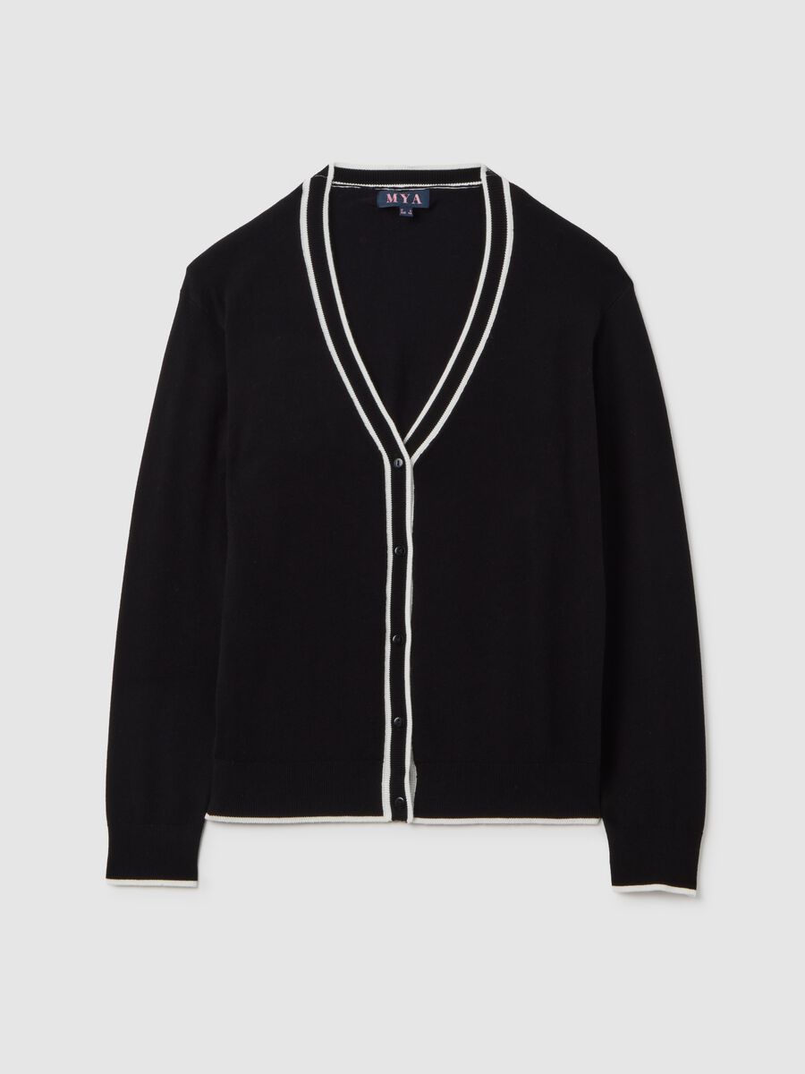 Cardigan nero con bordo a contrasto_4