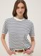 Blue pure cotton striped T-shirt_0