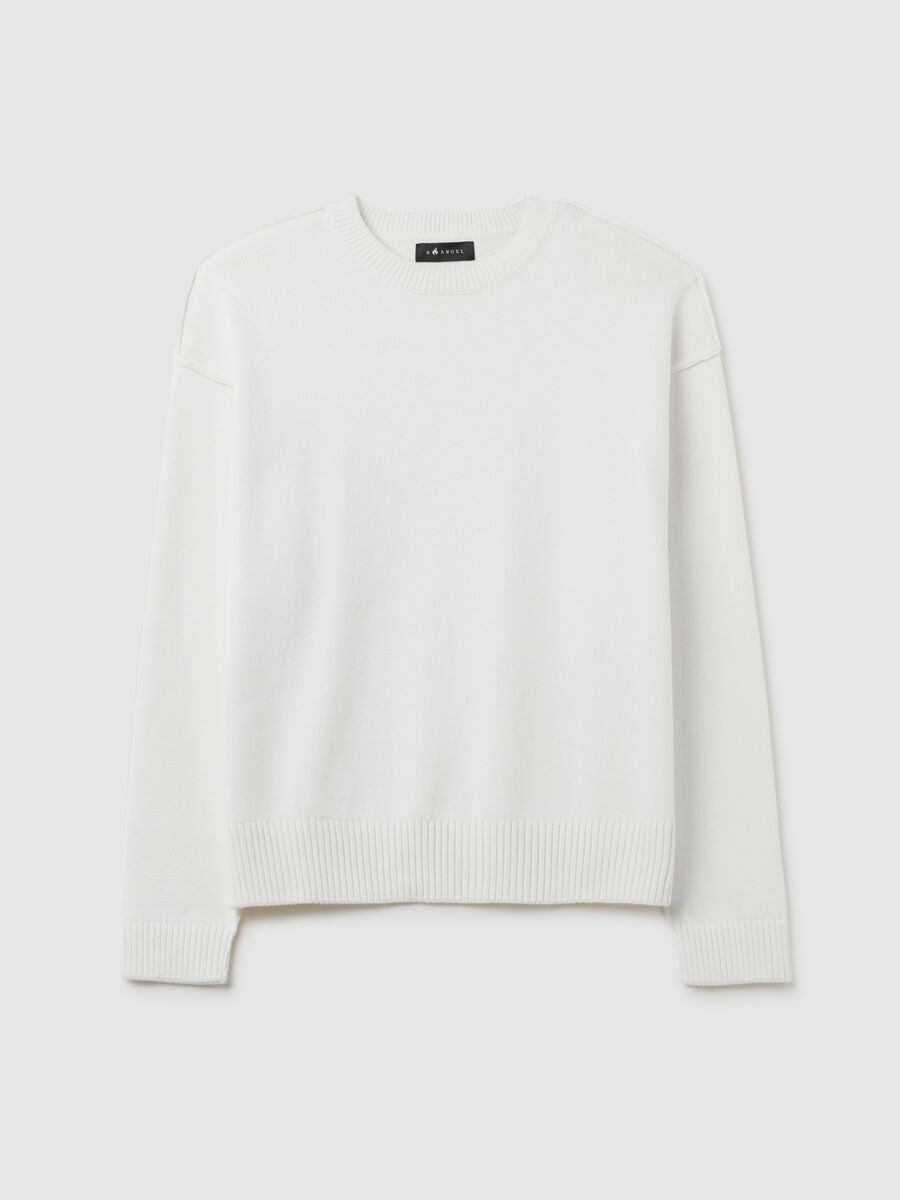 Maglione in puro cotone bianco regular fit_4