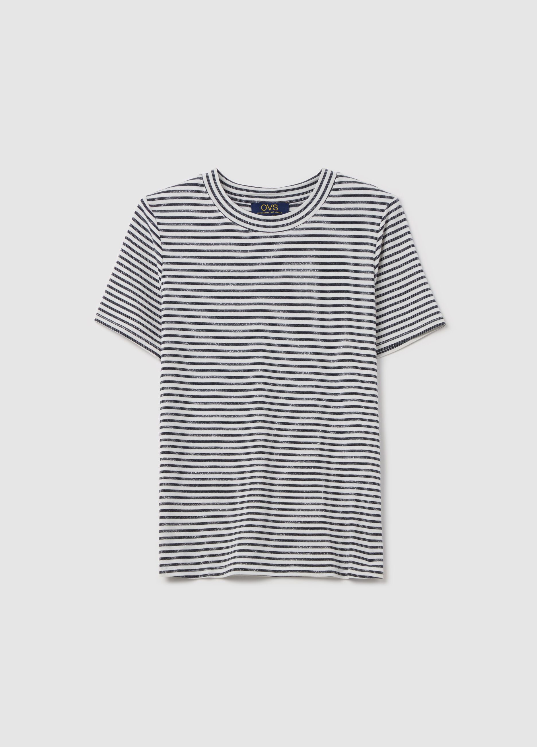 T-shirt a righe orizzontali con lurex