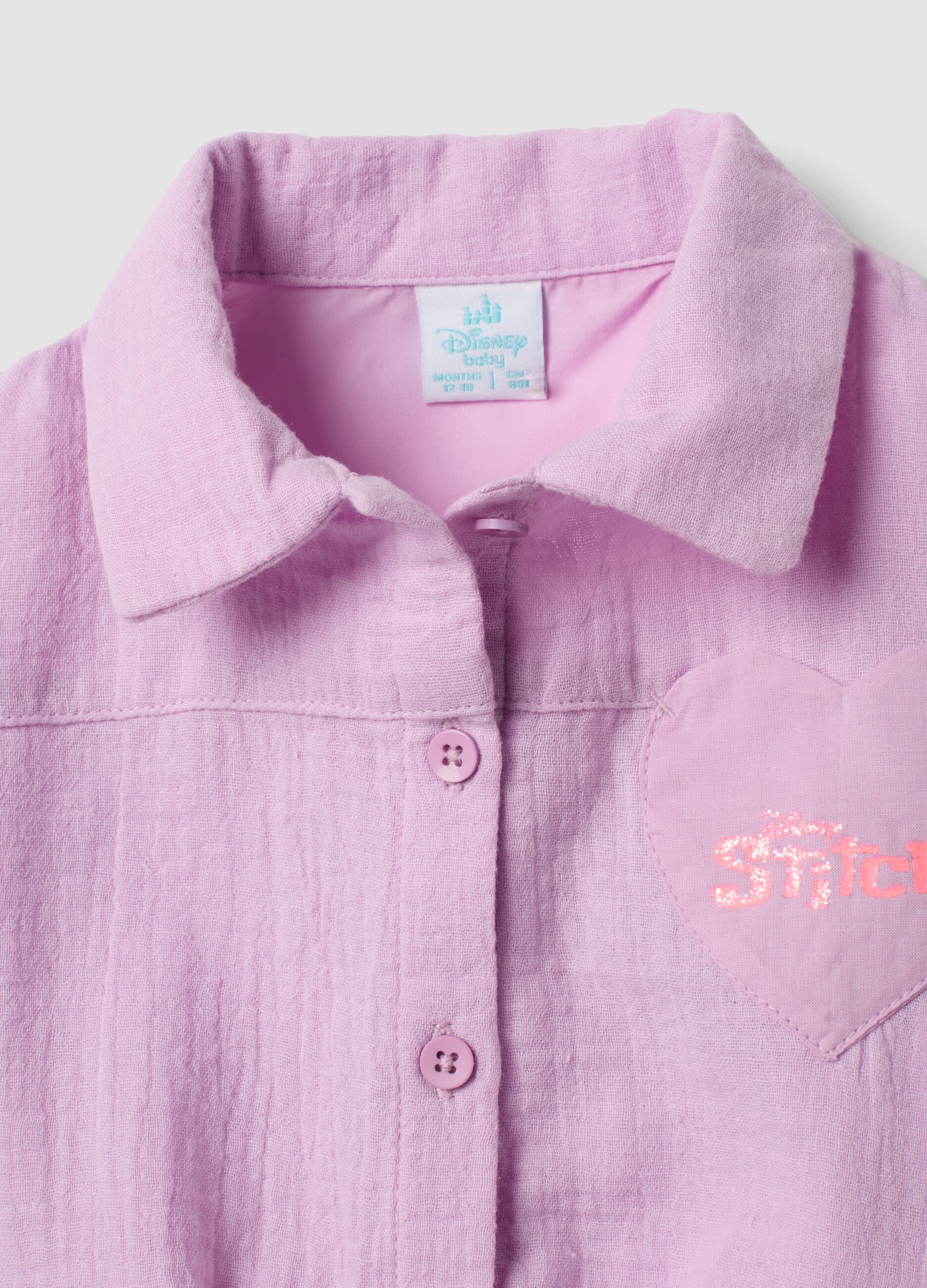 Pink pure cotton set with short-sleeved shirt and shorts