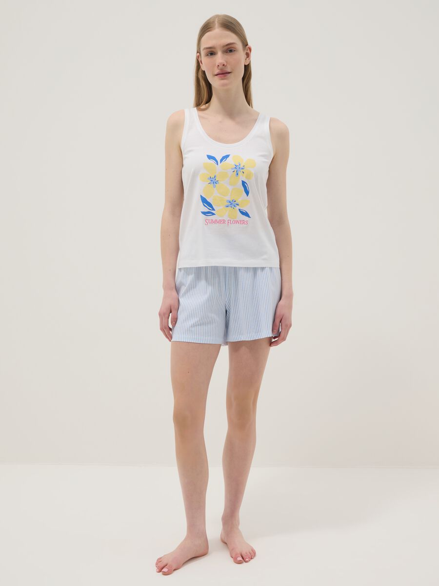 Pure cotton multicolour striped pyjama shorts, regular fit_0