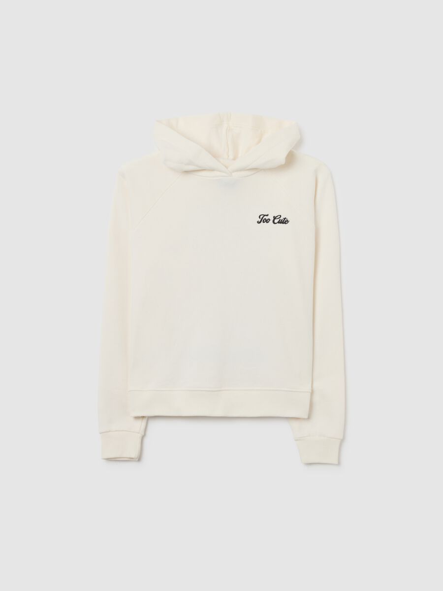 Felpa bianco in cotone con cappuccio_3