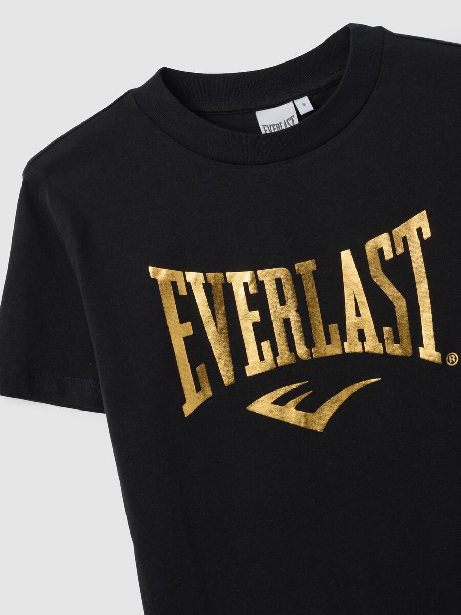 Black pure cotton regular fit Everlast T-shirt_5