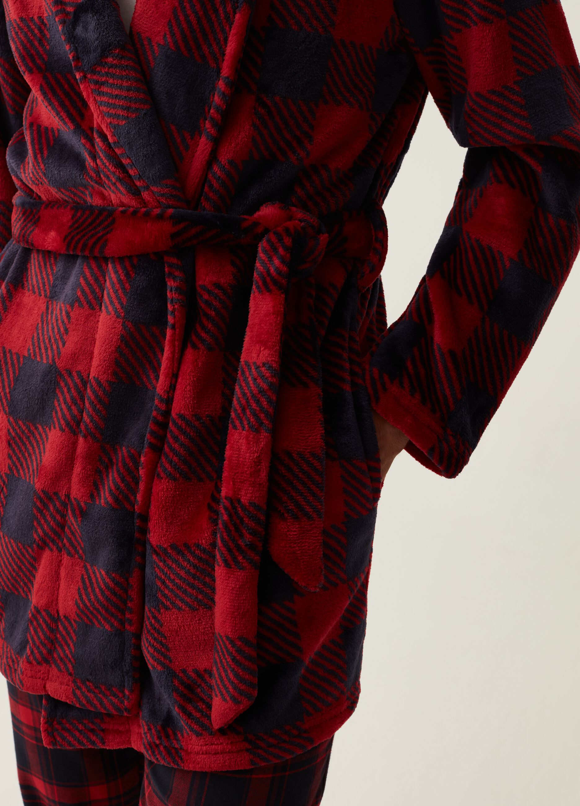 Vestaglia in pile fantasia tartan Blu rosso da Uomo OVS