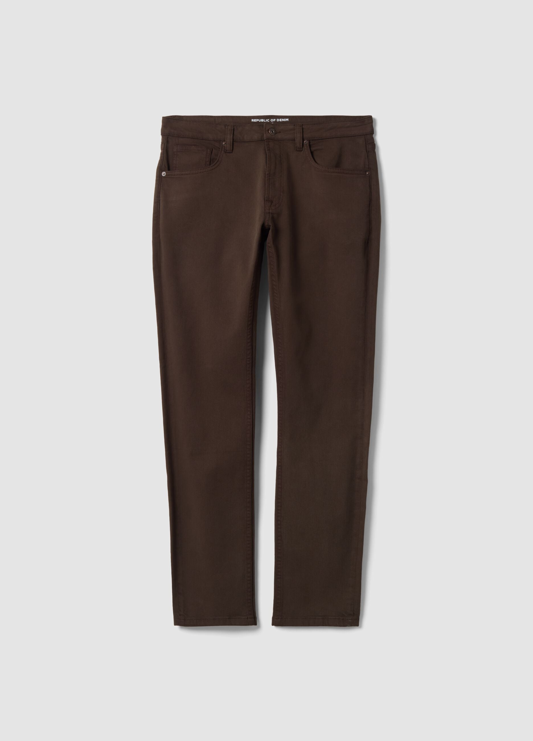 Brown denim jeans in stretch cotton, slim fit