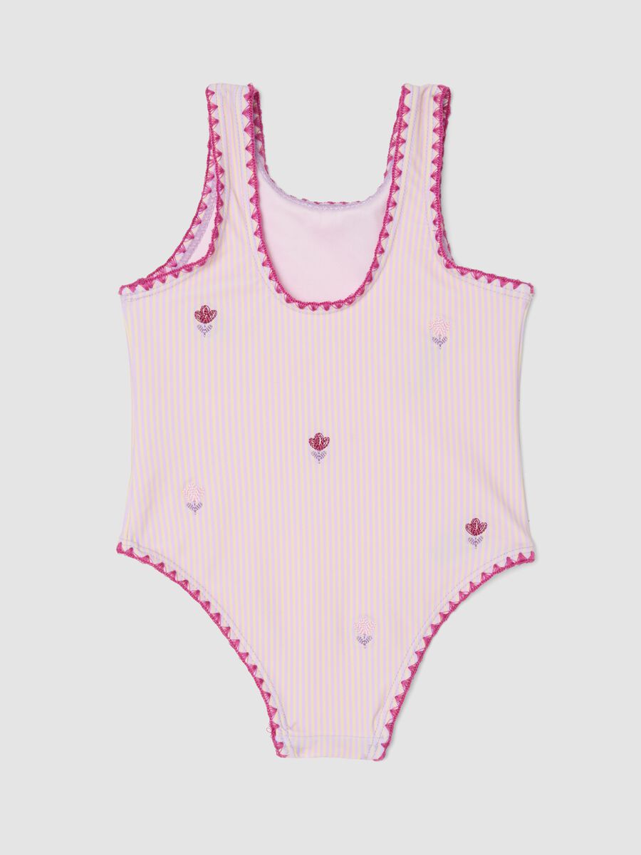 Pink striped stretch one-piece swimsuit_1