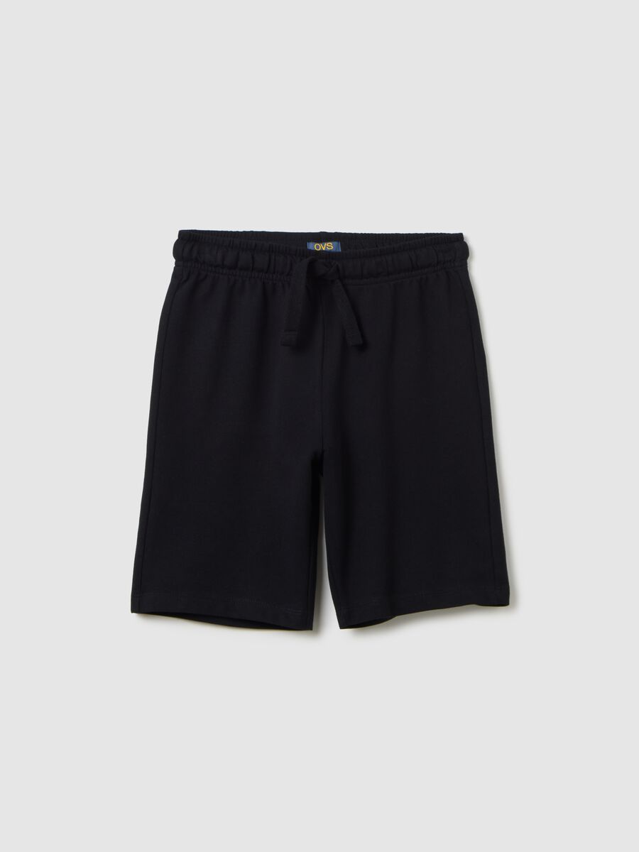 Black Bermuda shorts in pure cotton by OVS Kids_3