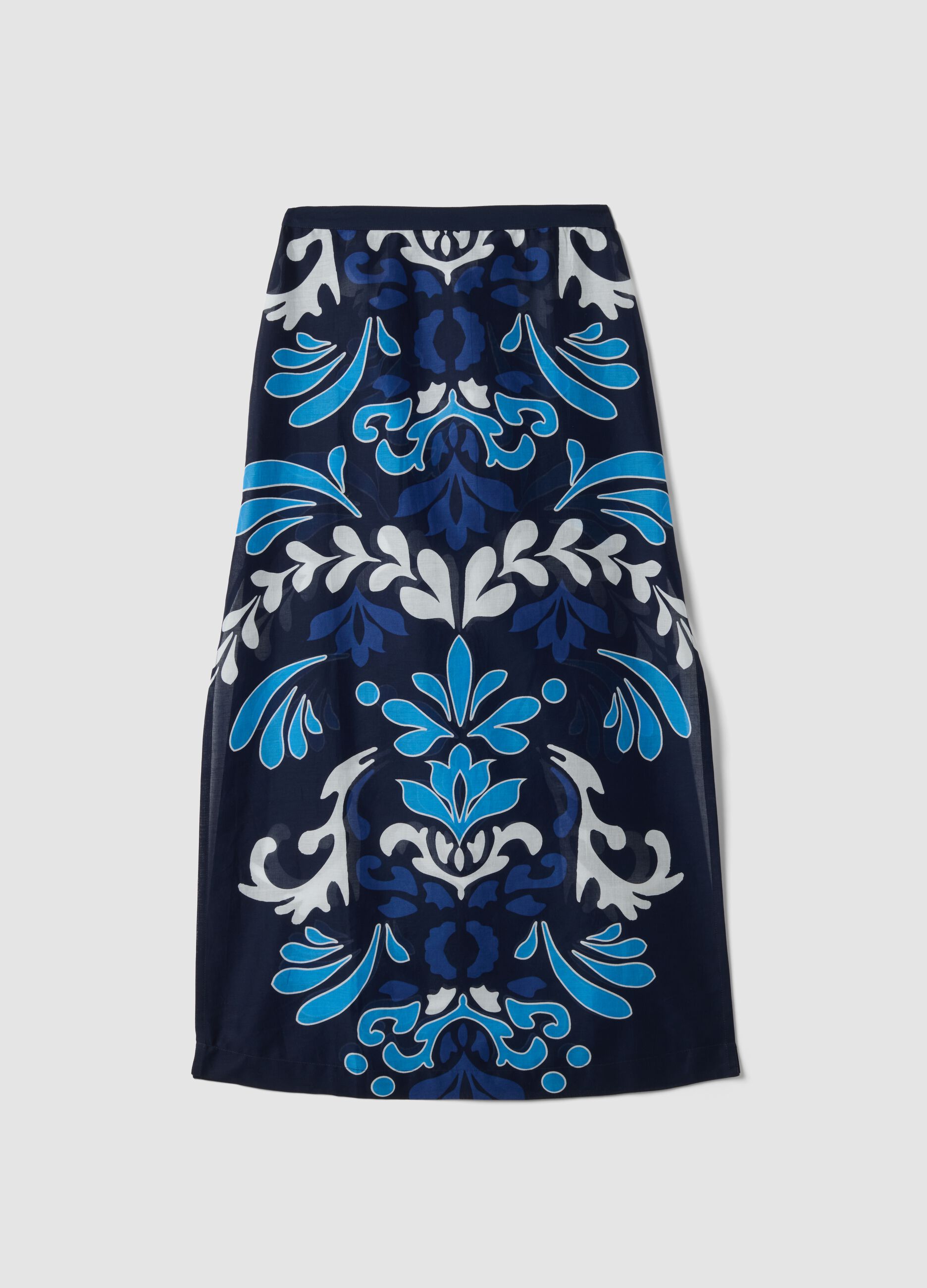 Blue pure cotton sarong with decorative print