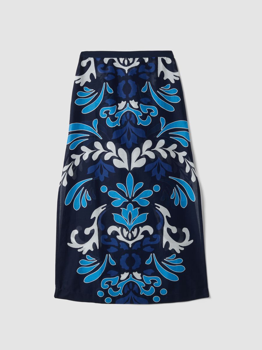 Pareo blu in puro cotone con stampa decorativa_4