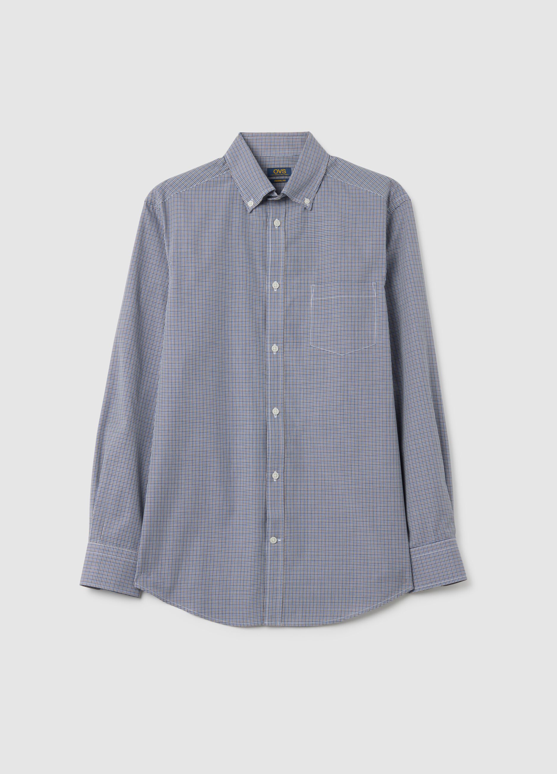 Camicia in misto cotone blu regular fit