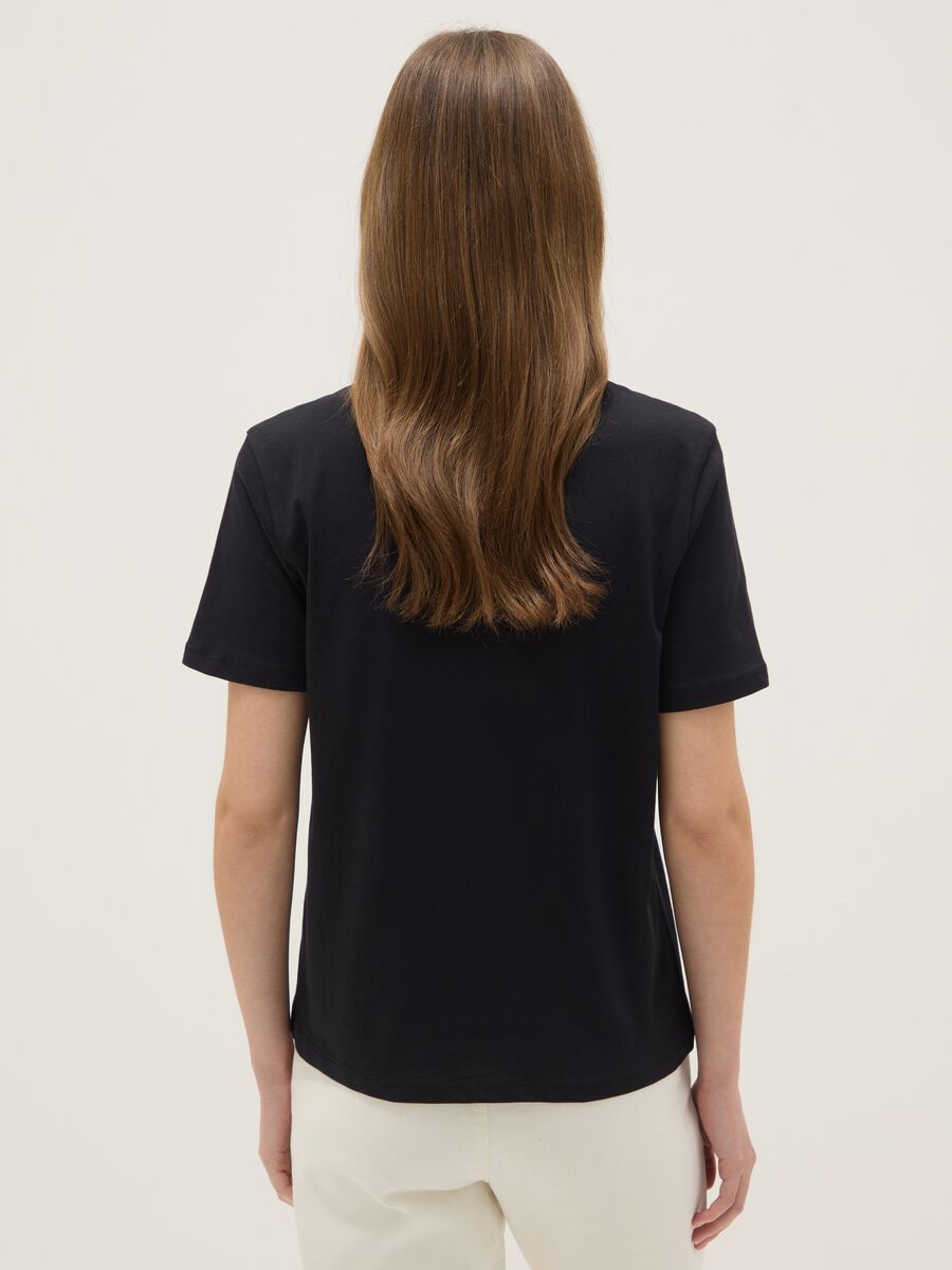 Black pure cotton regular fit T-shirt_2