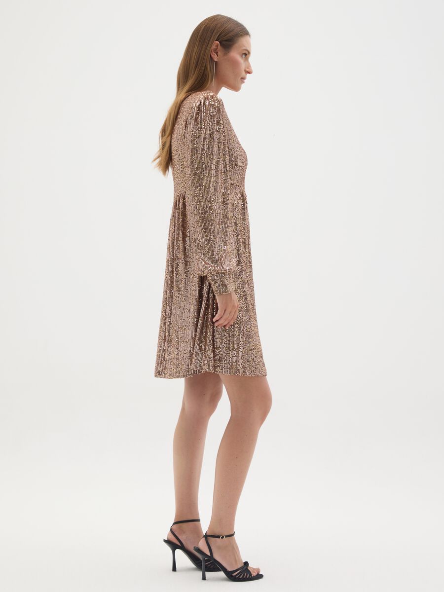 Beige Maternity Dress with Micro Sequins_2