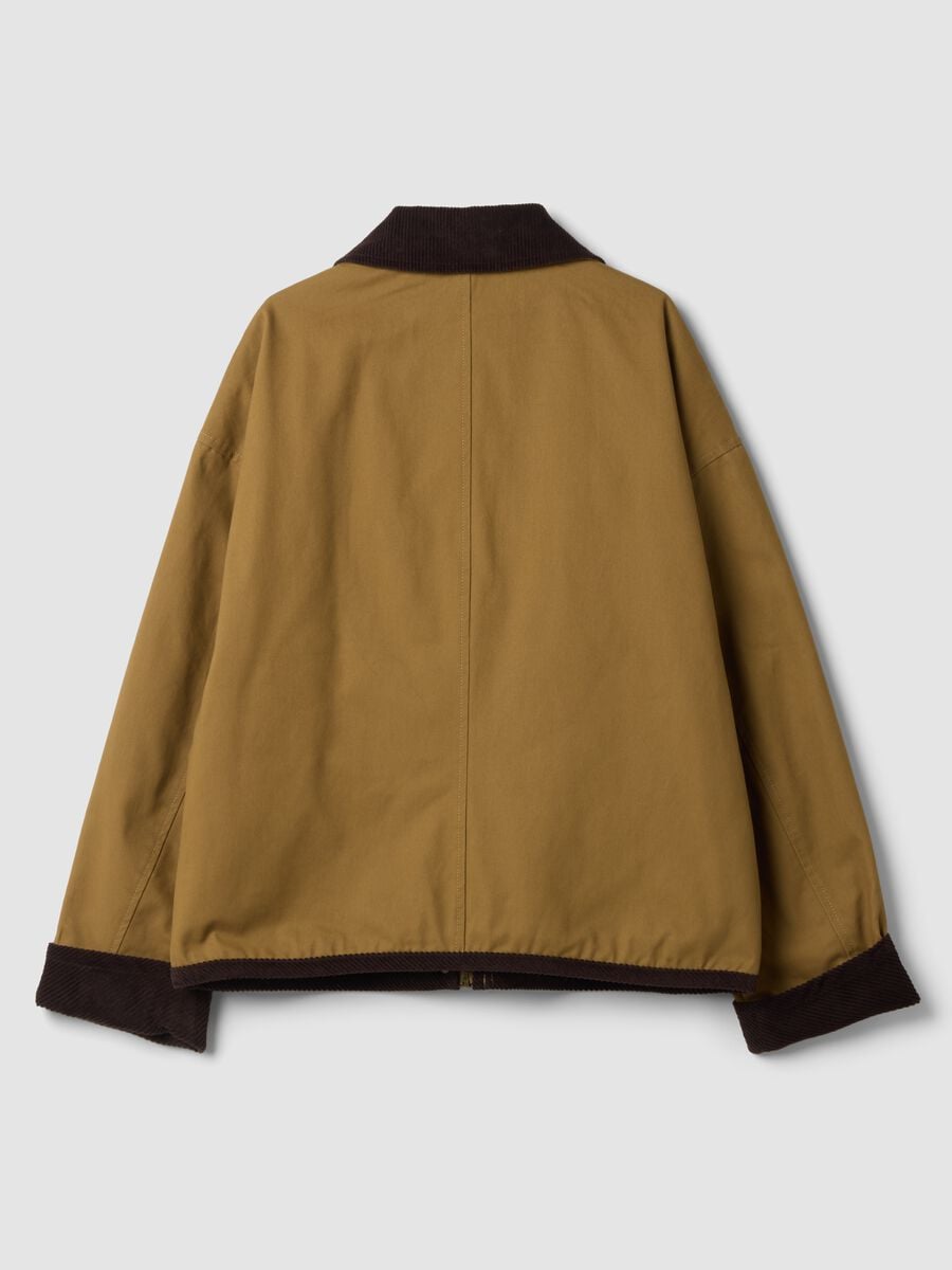 Brown pure-cotton jacket with ribbed collar_6