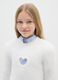 Girls' white sweater fitted with perforated heart_2