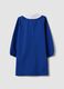 Blue girls&rsquo; school apron with rhinestone details and floral embroidery_1