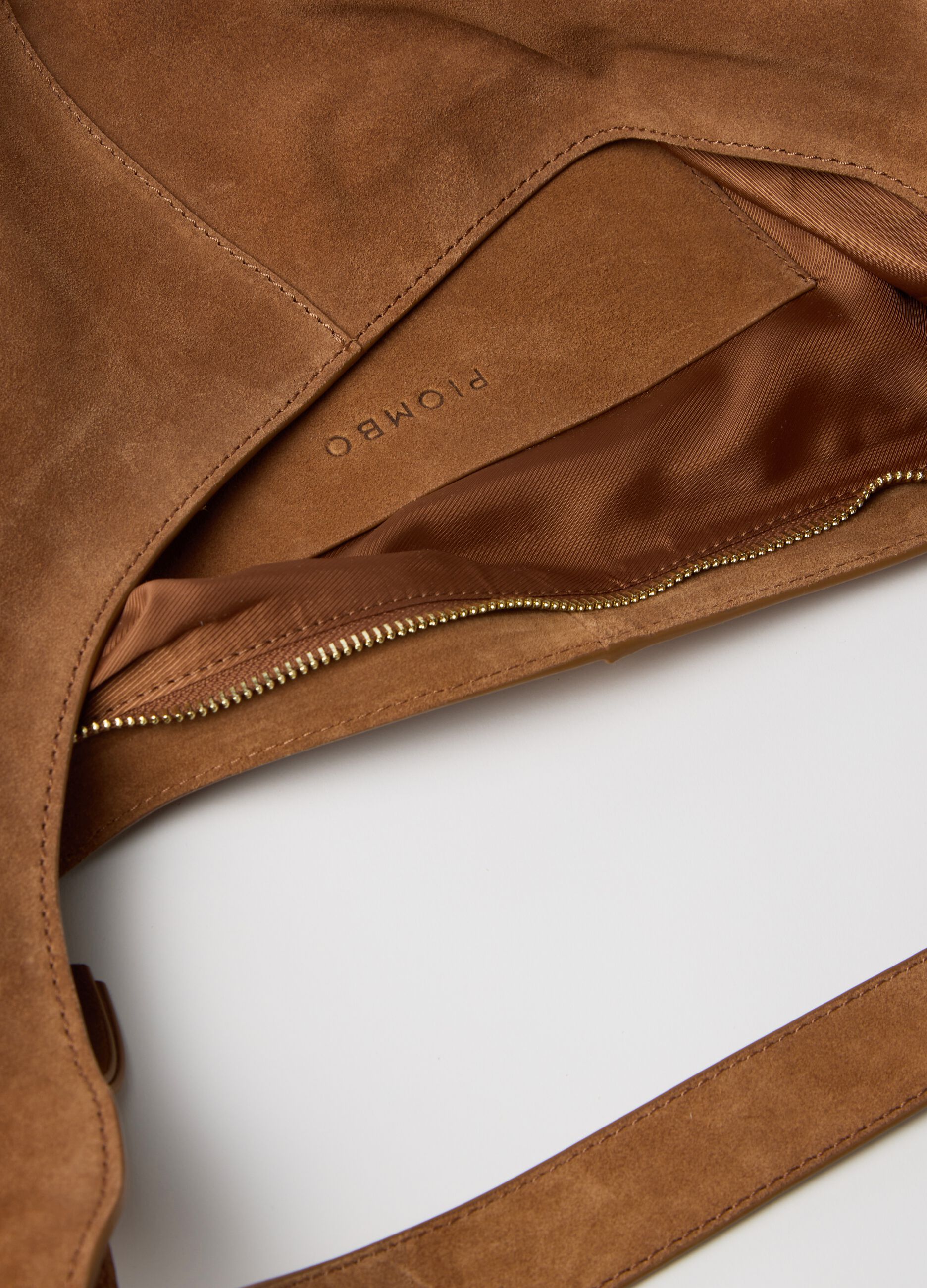 Contemporary brown hobo bag in suede