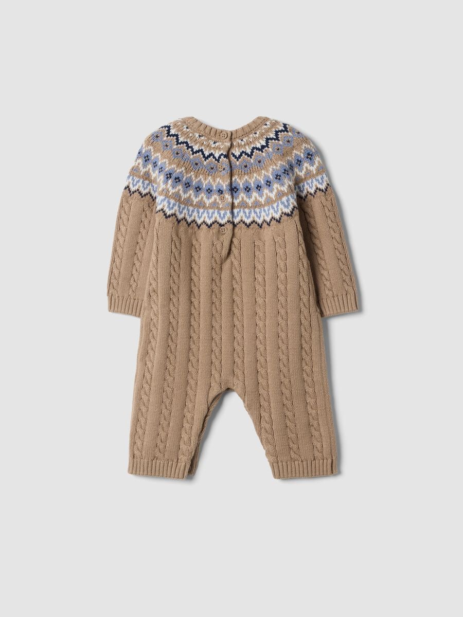 Brown pure organic cotton cable-knit babygrow_1