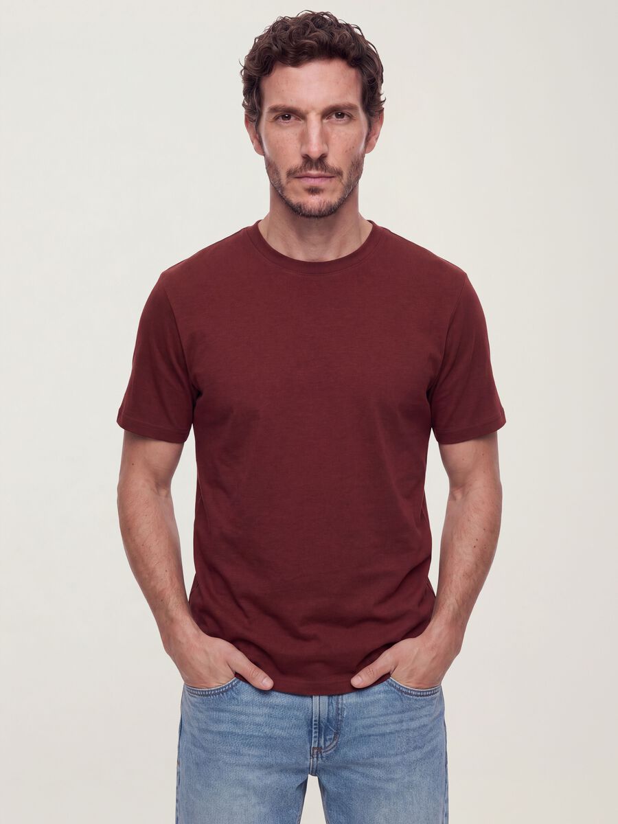Red pure cotton relaxed-fit short-sleeve T-shirt_0
