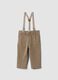 Beige stretch cotton trousers with braces, regular fit_0
