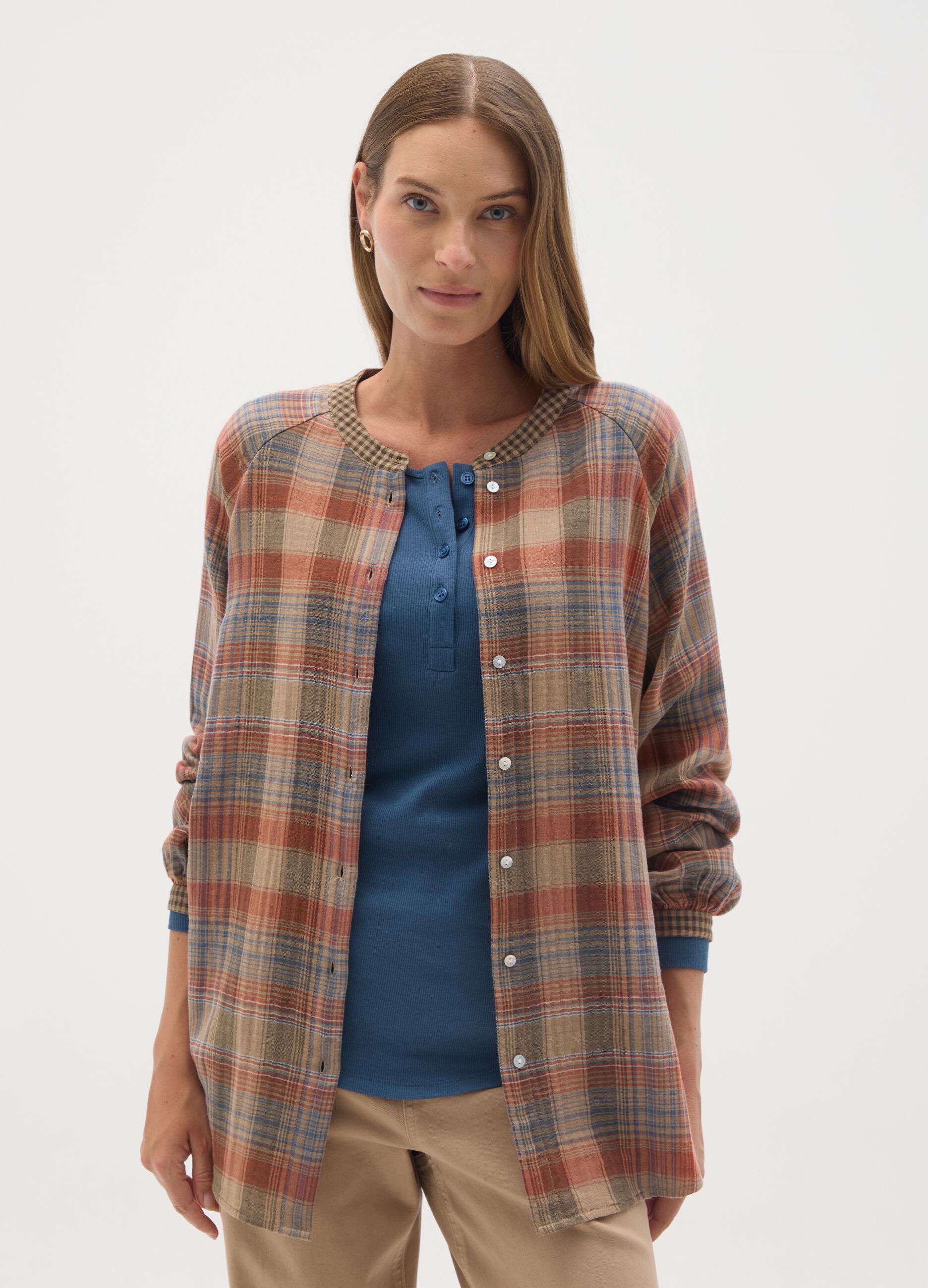 Multicolor Check Maternity Shirt