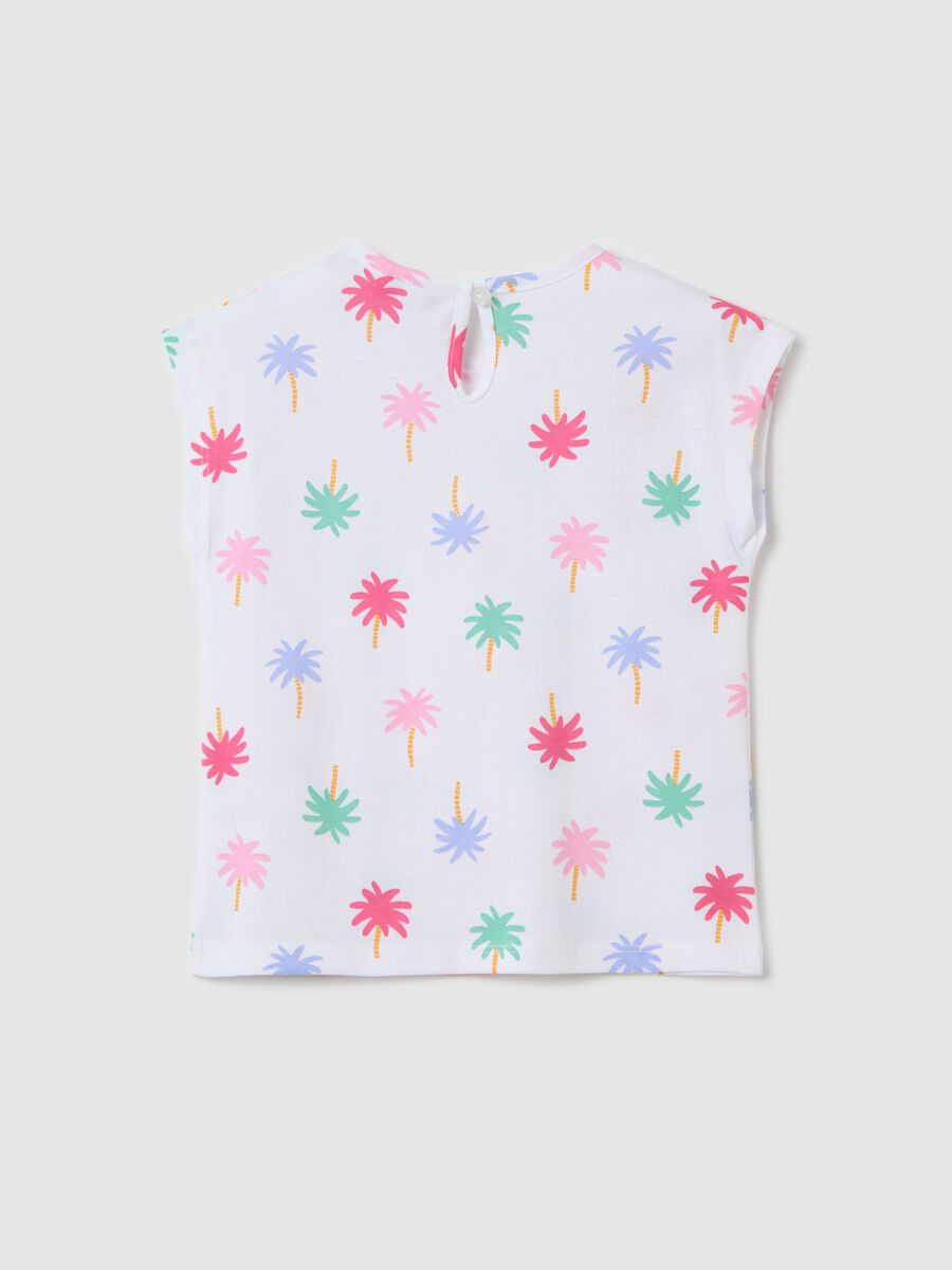 White sleeveless T-shirt in cotton with print_1