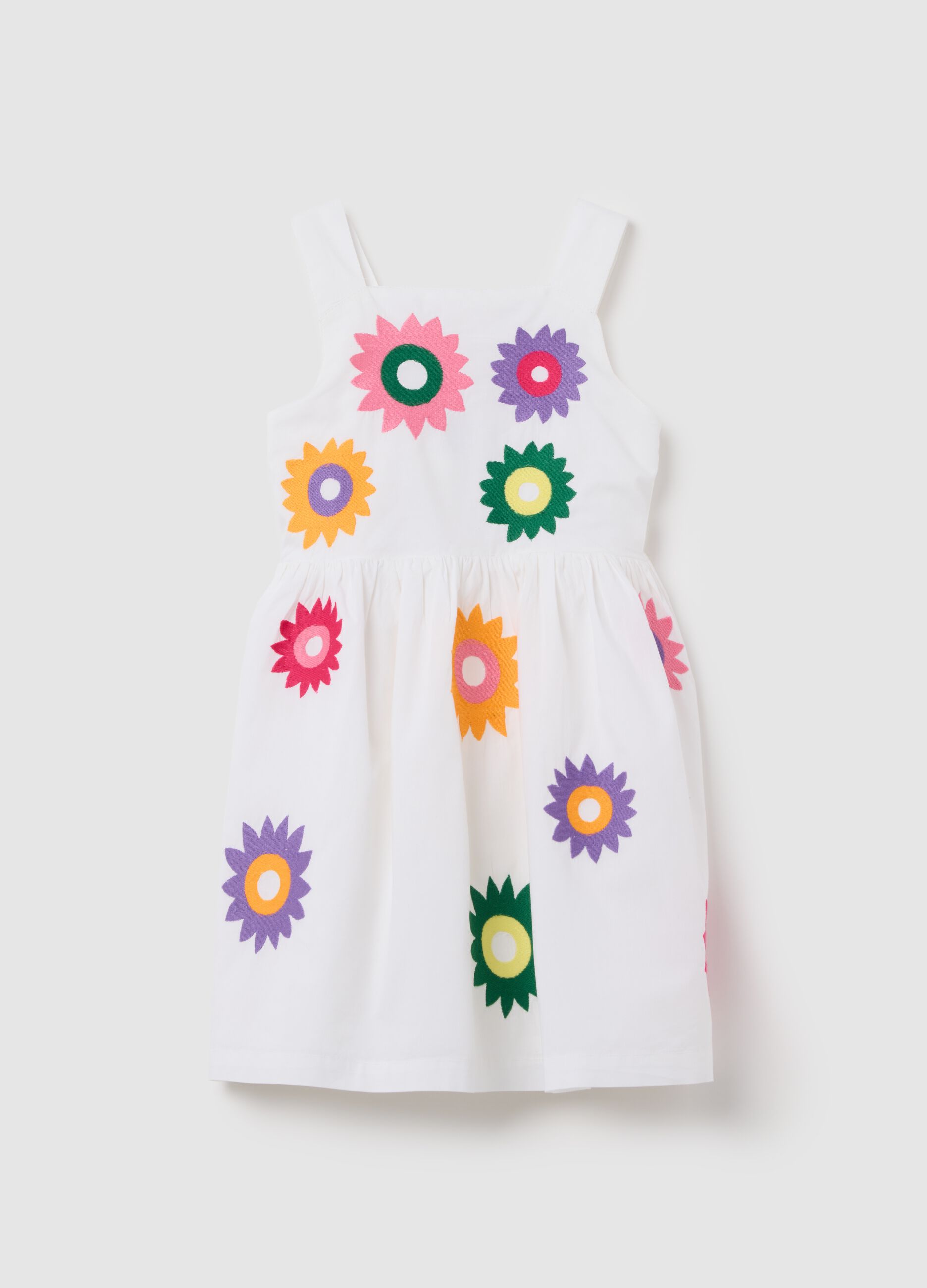 Abito da bambina in puro cotone multicolor regular fit con stampe 