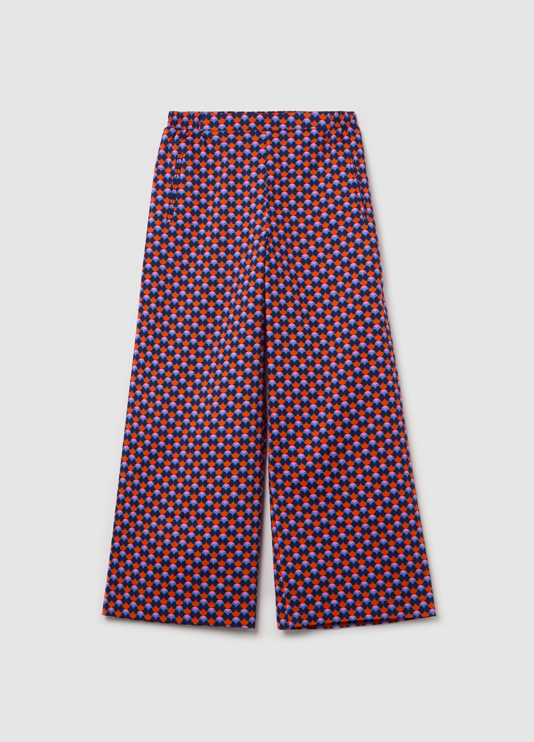 Pantalone a gamba larga stampa all-over
