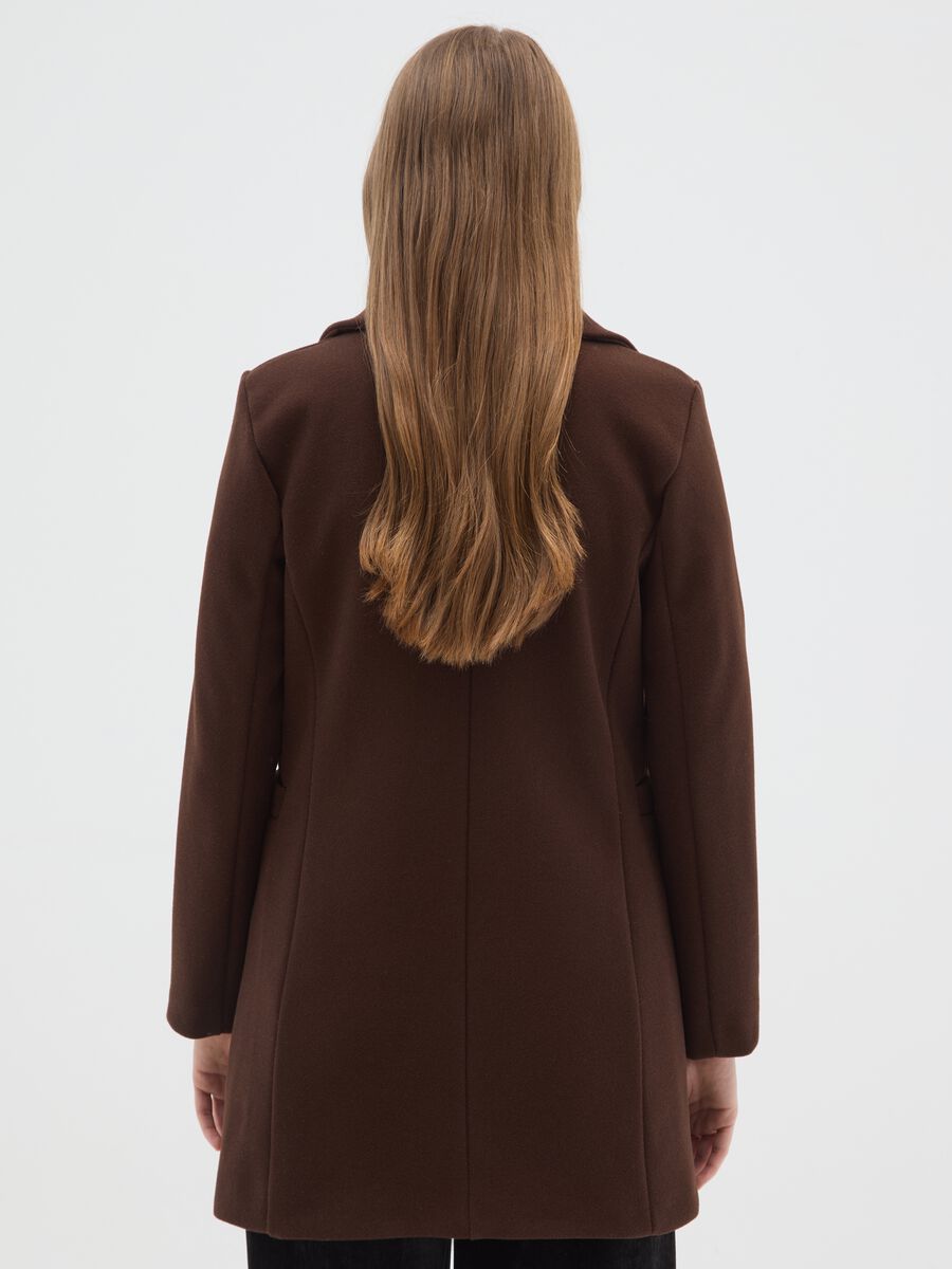 Brown regular fit coat with buttons_2