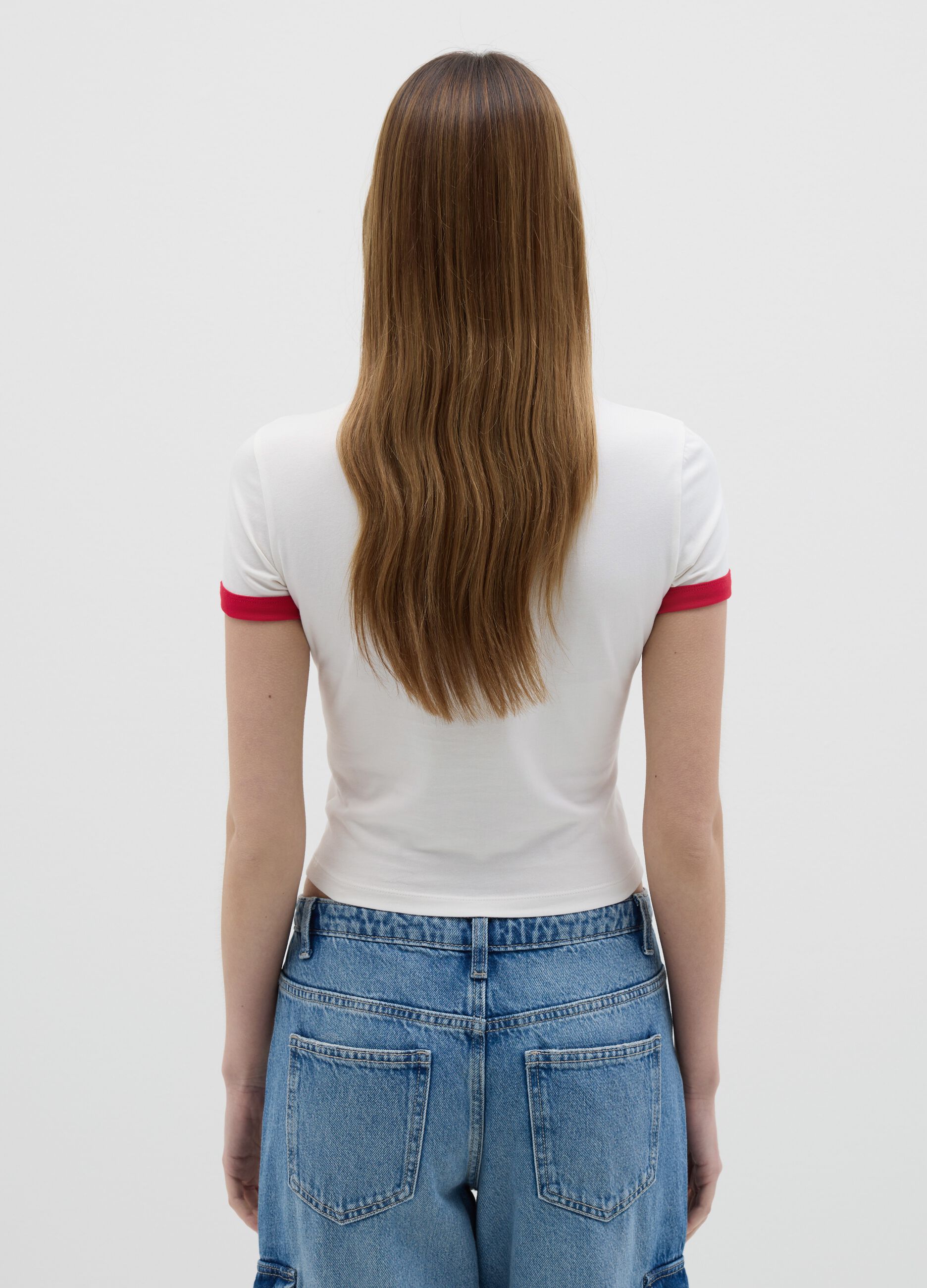 T-shirt with contrasting edging and print