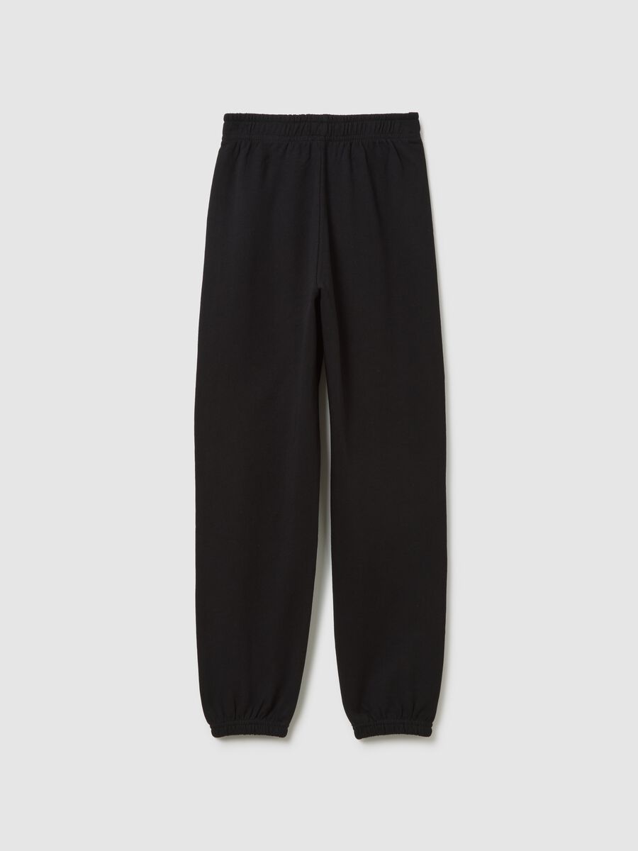 Girls' black cotton jogger trousers regular fit_4