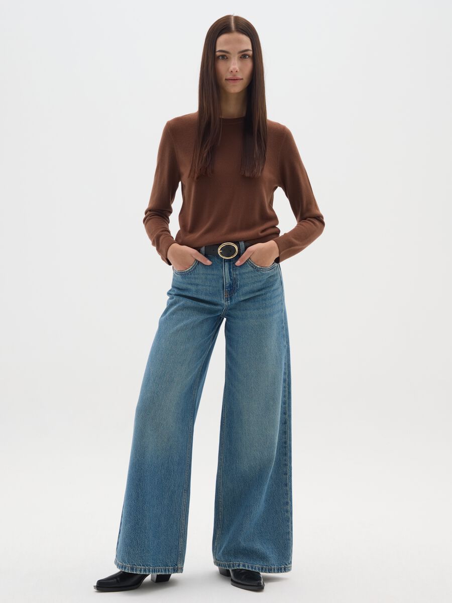 Brown crew neck sweater regular fit_1