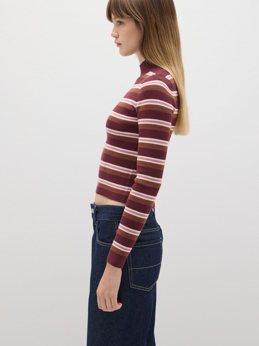 Brown striped fitted sweater_3