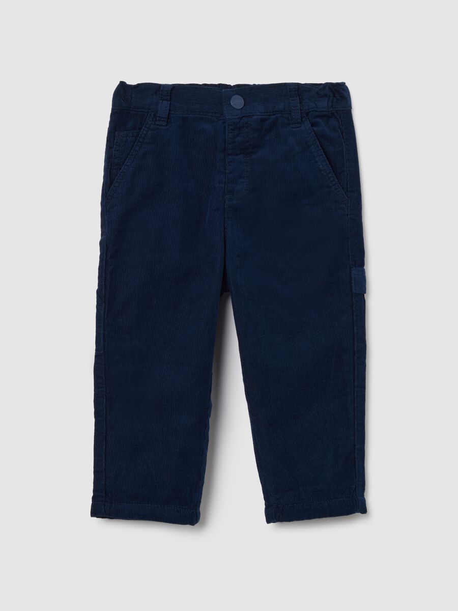 Boys' pure cotton blue trousers, regular fit_0