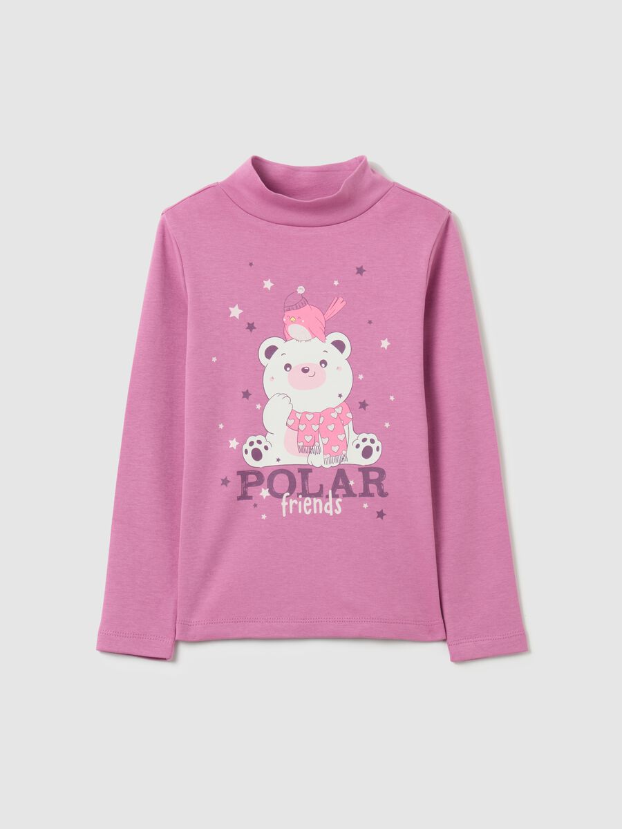 T-shirt with mock neck and print_0